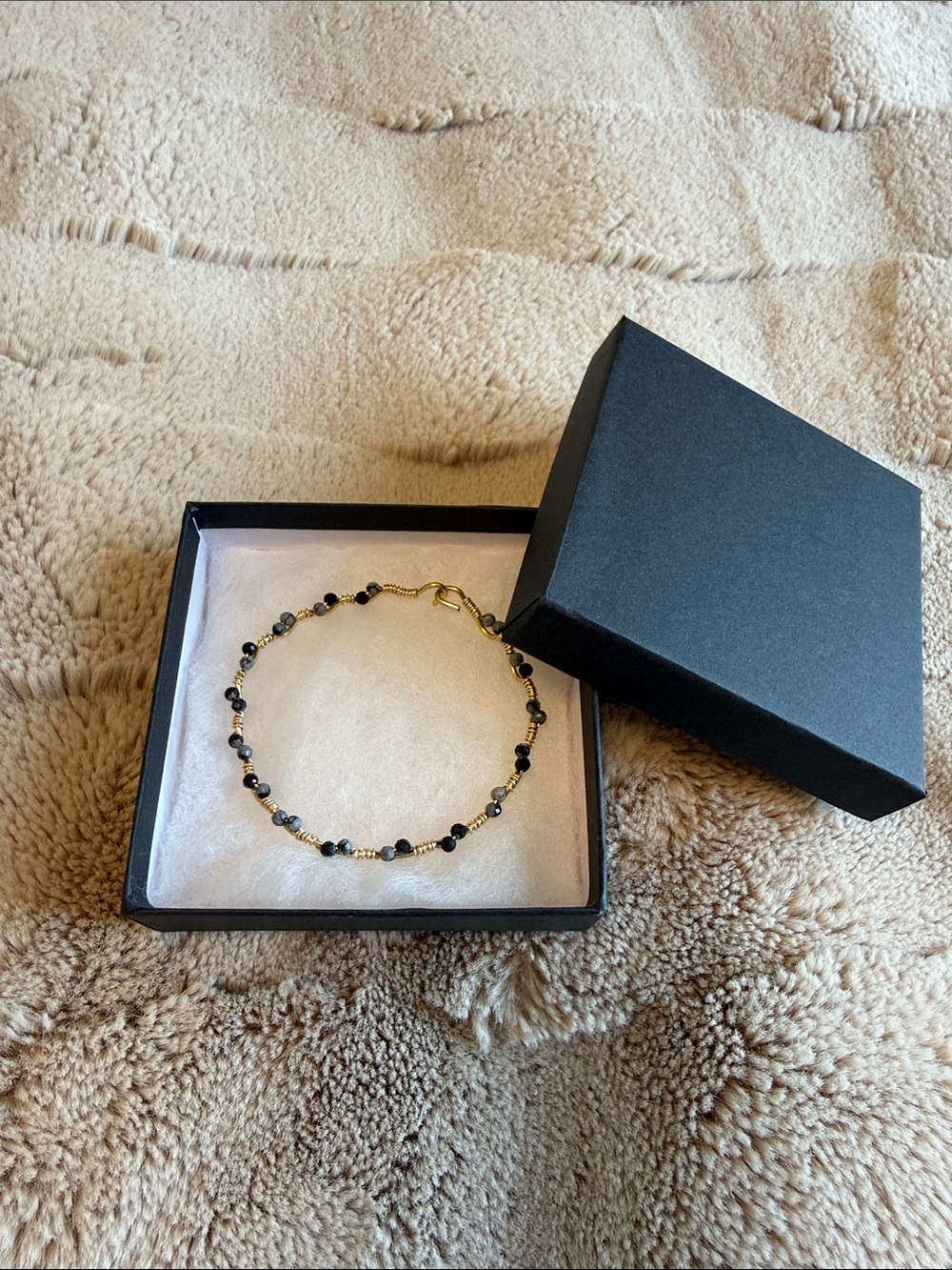 Gold and Black Beaded Women's Bracelet